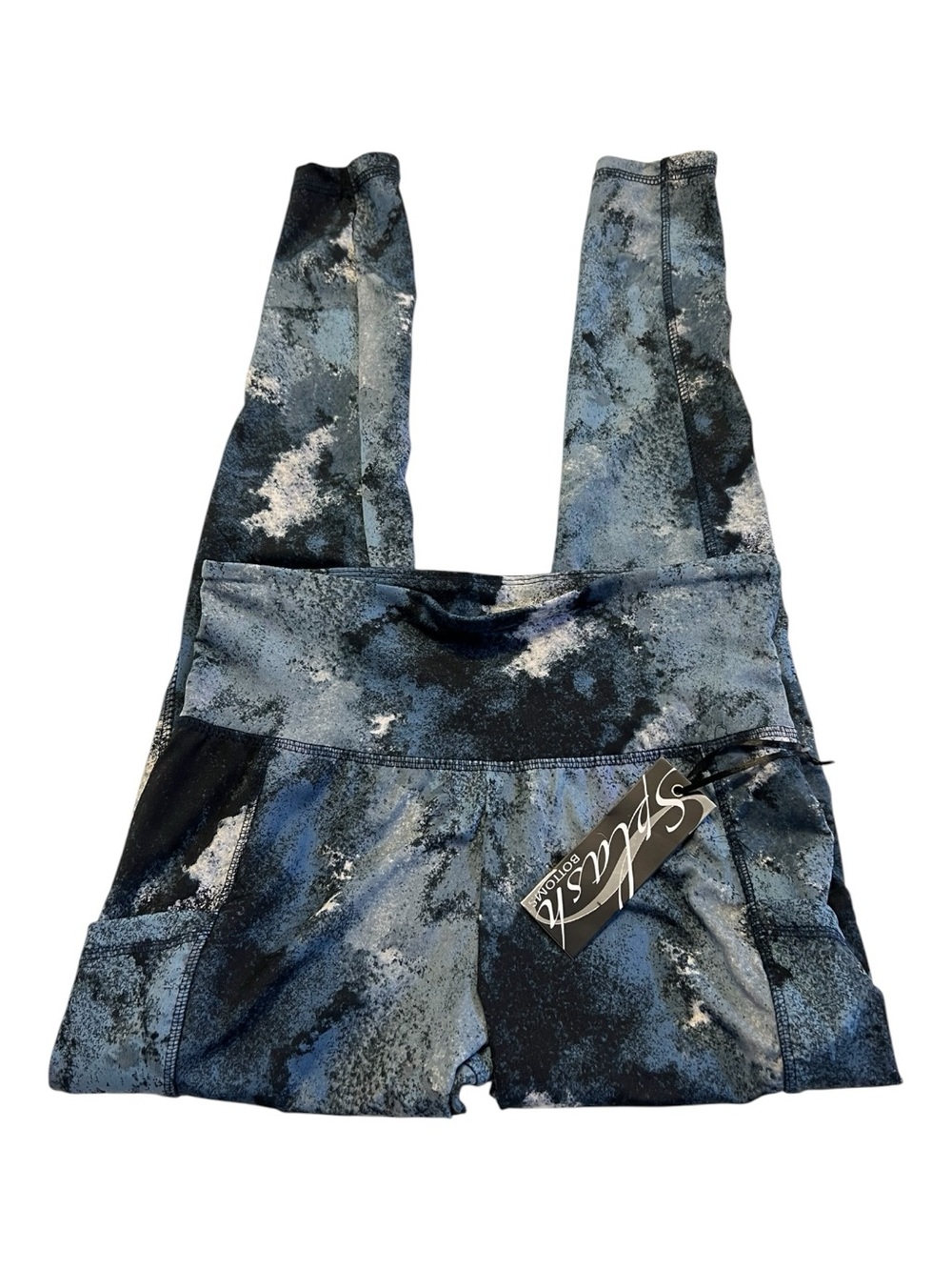 NWT Splash Bottoms Indigo Splatter Leggings Side Pockets Stretch | Size M